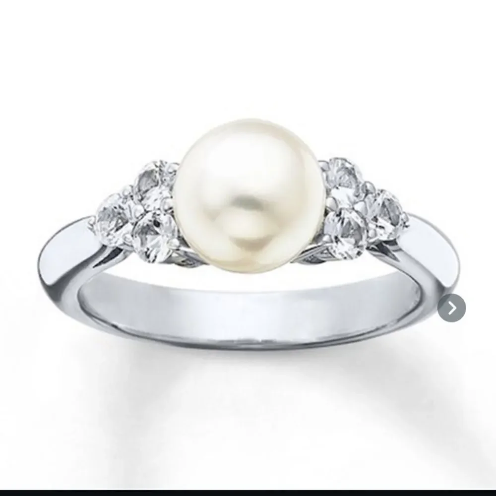 Pearl Diamond Silver Ring 6